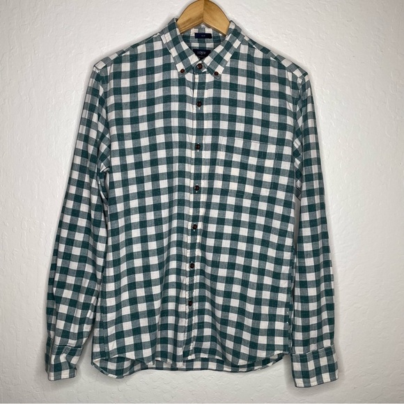 J. Crew Homespun Checkered Plaid Button Down Pocket Shirt Men’s Sz. M Green Slim - Picture 1 of 8
